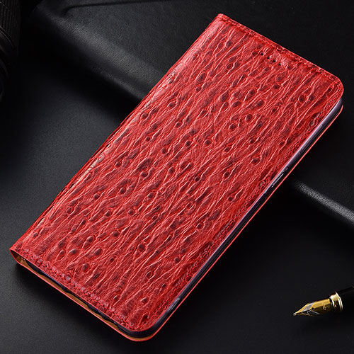 Leather Case Stands Flip Cover Holder H15P for Samsung Galaxy A12 Red