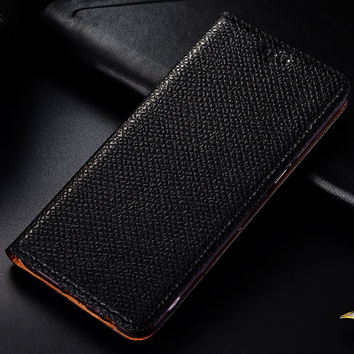 Leather Case Stands Flip Cover Holder H15P for Samsung Galaxy A23 4G Black