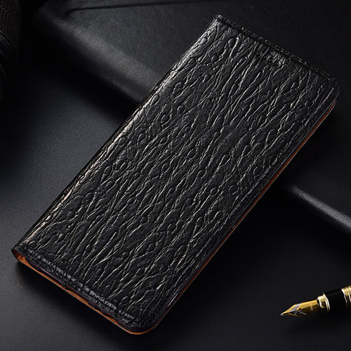Leather Case Stands Flip Cover Holder H15P for Samsung Galaxy A40s Black