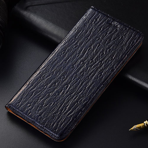 Leather Case Stands Flip Cover Holder H15P for Samsung Galaxy A40s Blue