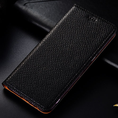 Leather Case Stands Flip Cover Holder H15P for Samsung Galaxy A90 5G Black