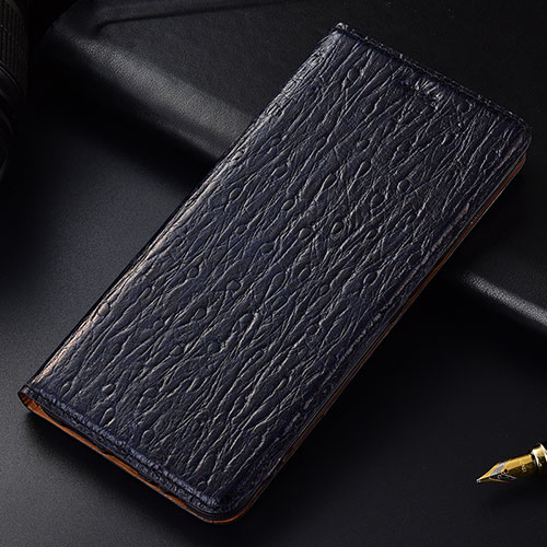 Leather Case Stands Flip Cover Holder H15P for Samsung Galaxy M40S Blue