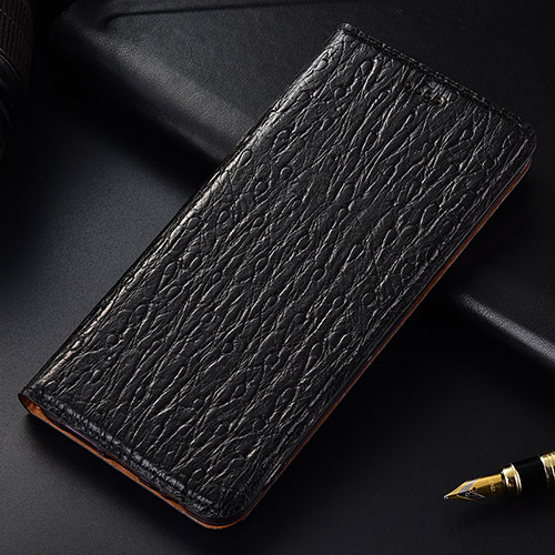 Leather Case Stands Flip Cover Holder H15P for Samsung Galaxy S20 Ultra 5G Black