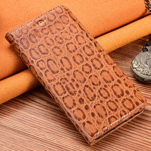 Leather Case Stands Flip Cover Holder H16P for Asus ZenFone 10 Light Brown