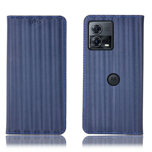 Leather Case Stands Flip Cover Holder H16P for Motorola Moto Edge 30 Fusion 5G Blue