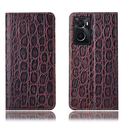 Leather Case Stands Flip Cover Holder H16P for Oppo A36 Brown