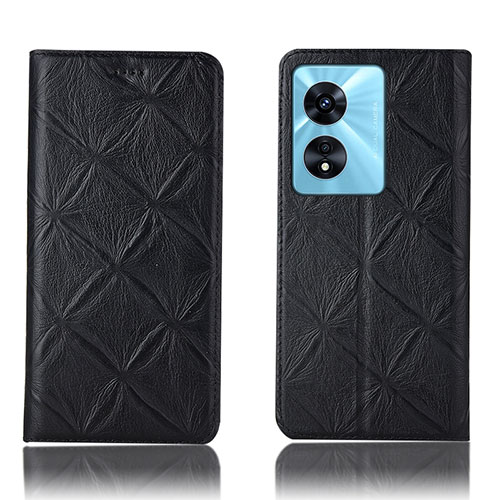 Leather Case Stands Flip Cover Holder H16P for Oppo A78 4G Black