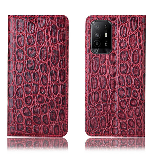 Leather Case Stands Flip Cover Holder H16P for Oppo A94 5G Red