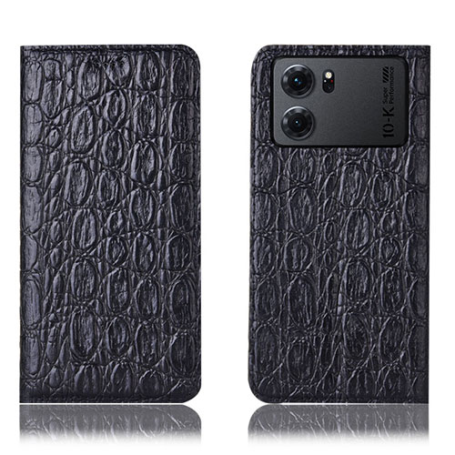 Leather Case Stands Flip Cover Holder H16P for Oppo K10 5G Black