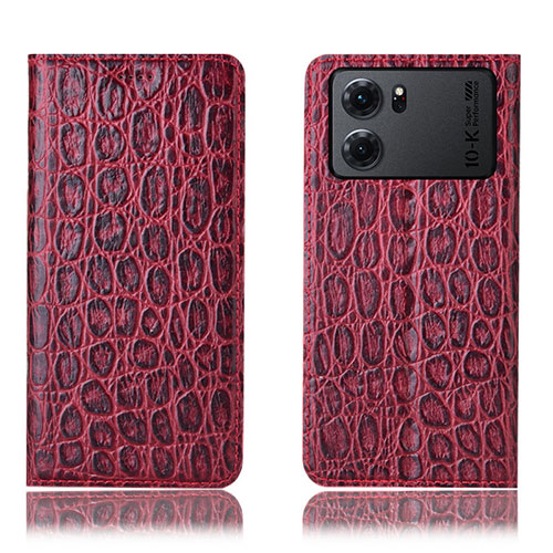 Leather Case Stands Flip Cover Holder H16P for Oppo K10 5G Red