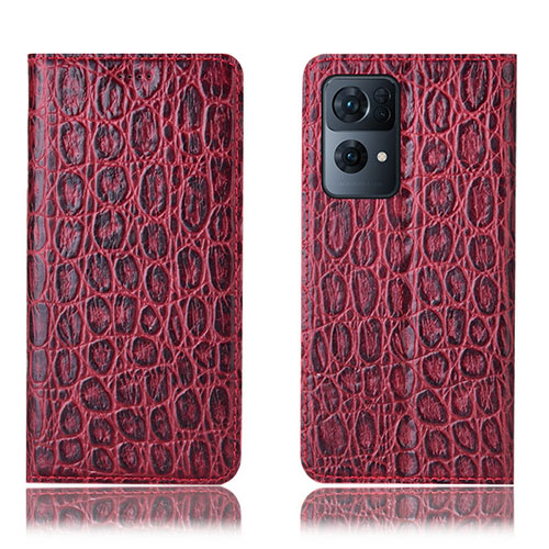 Leather Case Stands Flip Cover Holder H16P for Oppo Reno7 Pro 5G Red