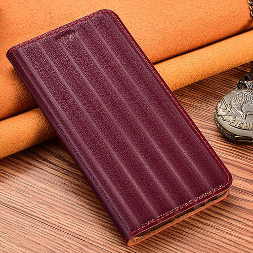 Leather Case Stands Flip Cover Holder H16P for Samsung Galaxy A52 4G Red