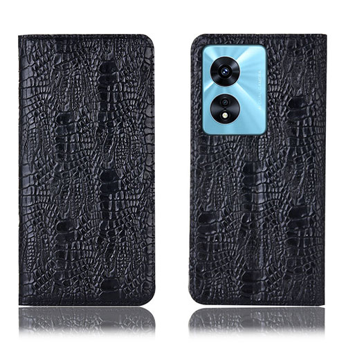 Leather Case Stands Flip Cover Holder H17P for Oppo A18 Black