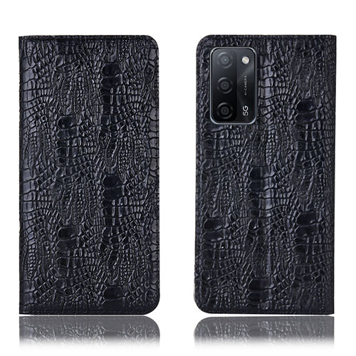 Leather Case Stands Flip Cover Holder H17P for Oppo A56 5G Black