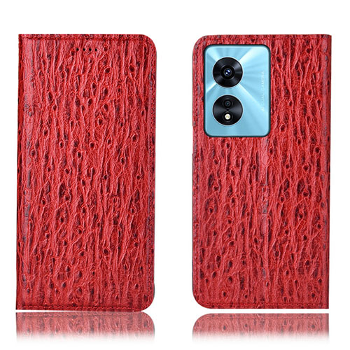 Leather Case Stands Flip Cover Holder H18P for Oppo A1x 5G Red