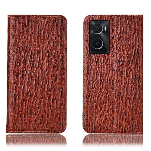 Leather Case Stands Flip Cover Holder H18P for Oppo A36 Brown