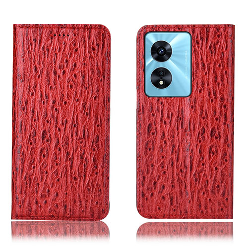 Leather Case Stands Flip Cover Holder H18P for Oppo A78 5G Red