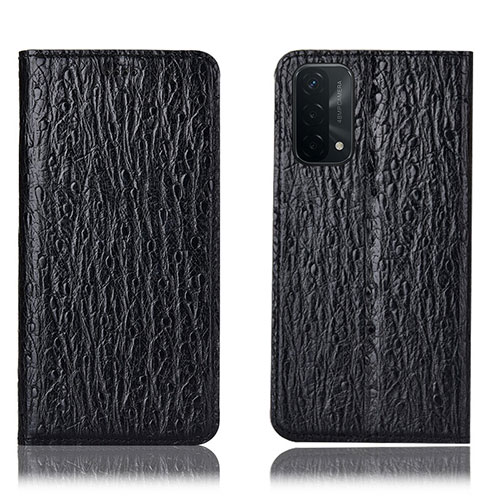 Leather Case Stands Flip Cover Holder H18P for Oppo A93 5G Black