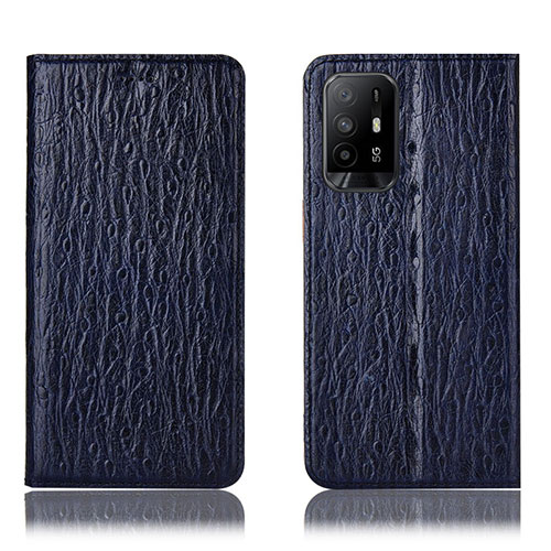 Leather Case Stands Flip Cover Holder H18P for Oppo A94 5G Blue