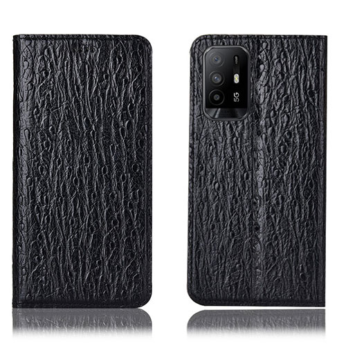 Leather Case Stands Flip Cover Holder H18P for Oppo A95 5G Black