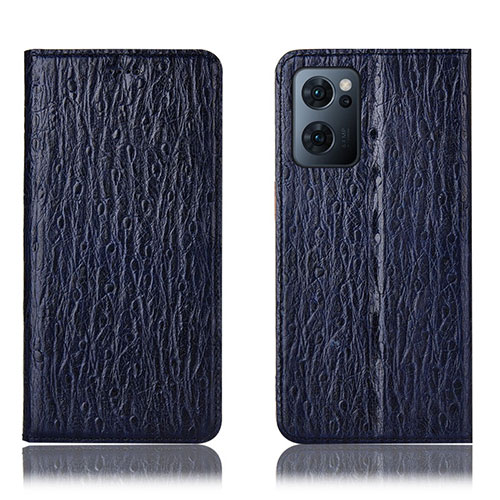 Leather Case Stands Flip Cover Holder H18P for Oppo Find X5 Lite 5G Blue