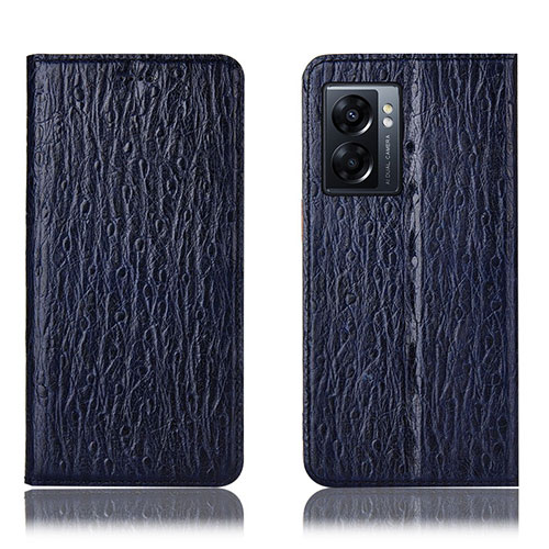 Leather Case Stands Flip Cover Holder H18P for Oppo K10 5G India Blue