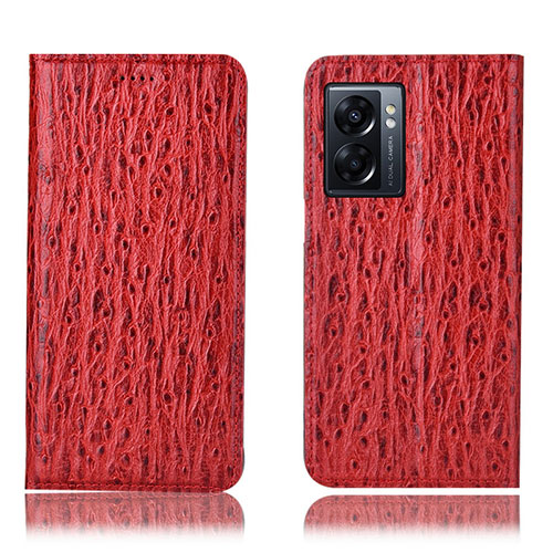 Leather Case Stands Flip Cover Holder H18P for Oppo K10 5G India Red