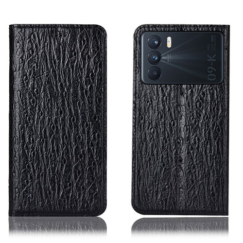 Leather Case Stands Flip Cover Holder H18P for Oppo K9 Pro 5G Black