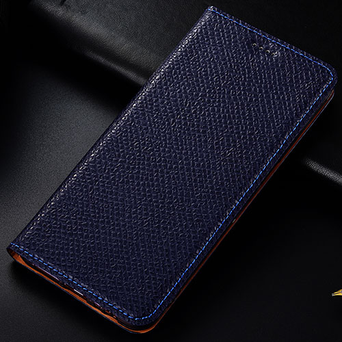 Leather Case Stands Flip Cover Holder H18P for Samsung Galaxy A03 Blue