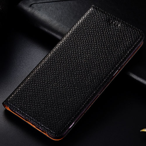 Leather Case Stands Flip Cover Holder H18P for Samsung Galaxy A12 5G Black
