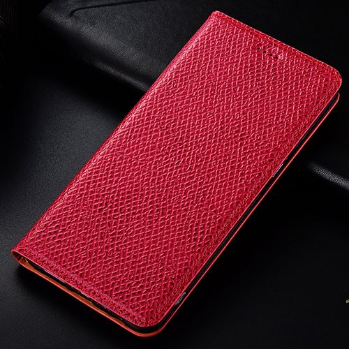 Leather Case Stands Flip Cover Holder H18P for Samsung Galaxy A12 5G Red