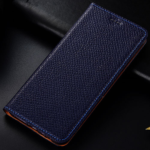 Leather Case Stands Flip Cover Holder H18P for Samsung Galaxy A40s Blue