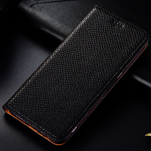 Leather Case Stands Flip Cover Holder H18P for Samsung Galaxy M01s Black