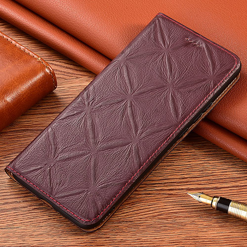 Leather Case Stands Flip Cover Holder H19P for Asus Zenfone 7 ZS670KS Red Wine
