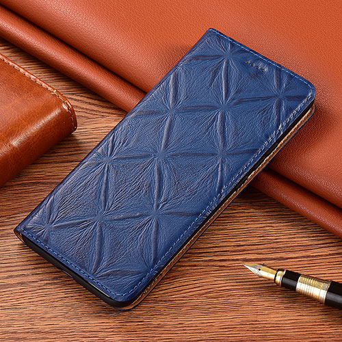 Leather Case Stands Flip Cover Holder H19P for Huawei Nova 8i Blue