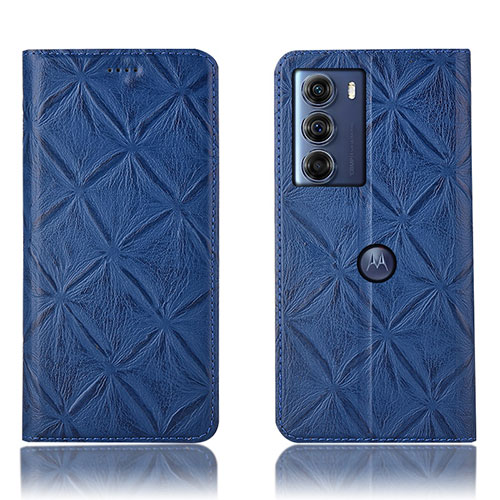 Leather Case Stands Flip Cover Holder H19P for Motorola Moto Edge S30 5G Blue