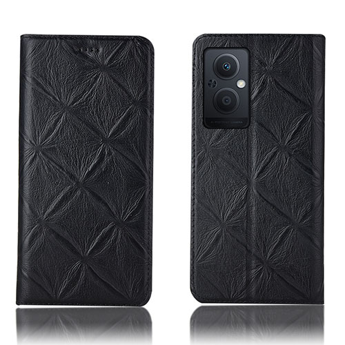 Leather Case Stands Flip Cover Holder H19P for OnePlus Nord N20 5G Black