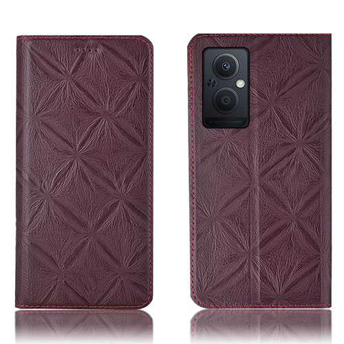 Leather Case Stands Flip Cover Holder H19P for OnePlus Nord N20 5G Red Wine