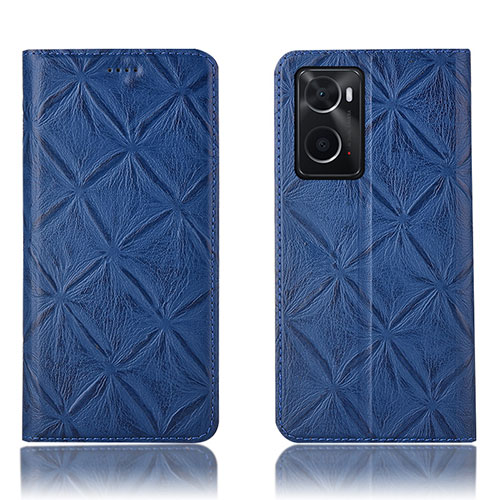 Leather Case Stands Flip Cover Holder H19P for Oppo A36 Blue