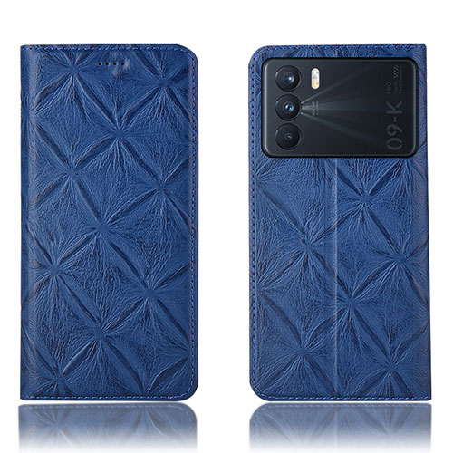 Leather Case Stands Flip Cover Holder H19P for Oppo K9 Pro 5G Blue