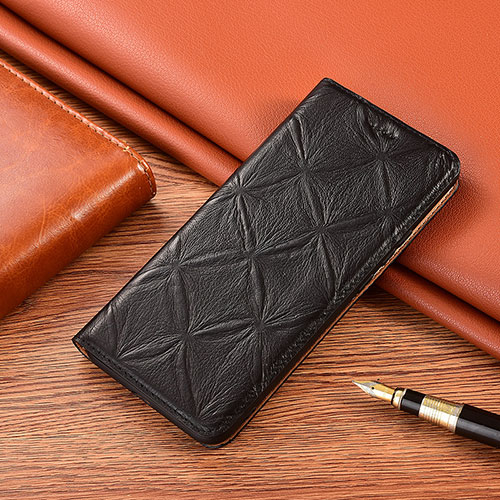 Leather Case Stands Flip Cover Holder H19P for Xiaomi Redmi Note 11 SE 5G Black