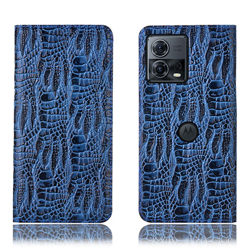 Leather Case Stands Flip Cover Holder H20P for Motorola Moto Edge S30 Pro 5G Blue