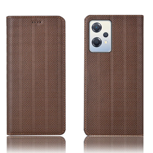 Leather Case Stands Flip Cover Holder H20P for OnePlus Nord CE 2 Lite 5G Brown