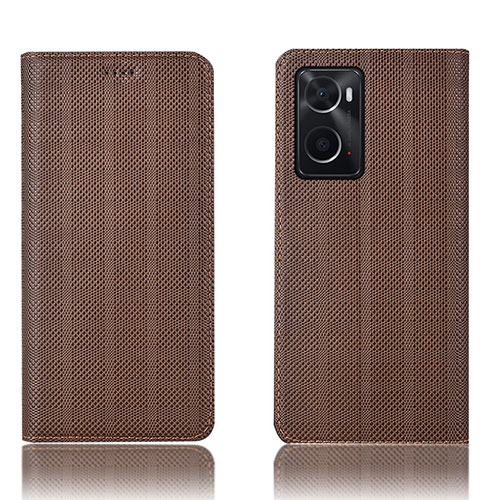 Leather Case Stands Flip Cover Holder H20P for Oppo A36 Brown