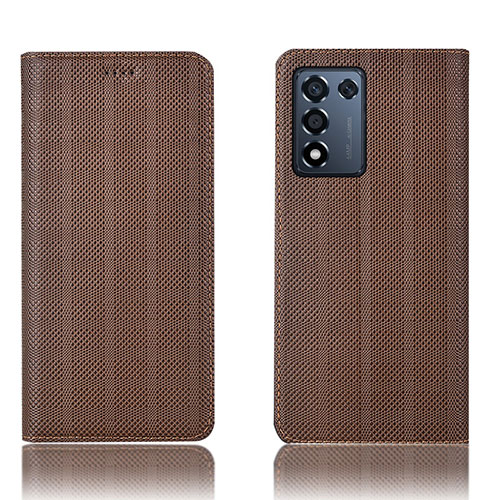 Leather Case Stands Flip Cover Holder H20P for Realme 9 SE 5G Brown