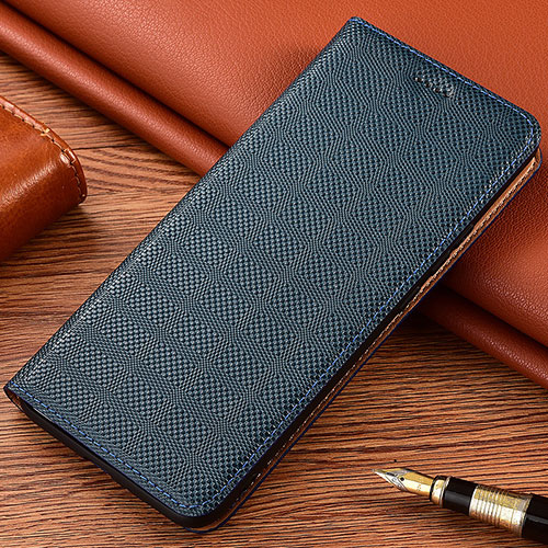 Leather Case Stands Flip Cover Holder H20P for Vivo V27 Pro 5G Blue