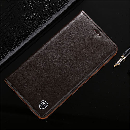 Leather Case Stands Flip Cover Holder H21P for Asus ZenFone 8 Flip ZS672KS Brown