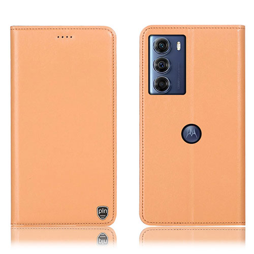 Leather Case Stands Flip Cover Holder H21P for Motorola Moto Edge S30 5G Orange