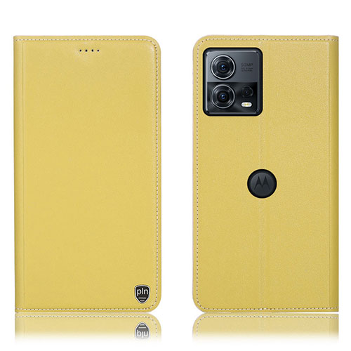 Leather Case Stands Flip Cover Holder H21P for Motorola Moto S30 Pro 5G Yellow