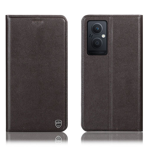 Leather Case Stands Flip Cover Holder H21P for OnePlus Nord N20 5G Brown